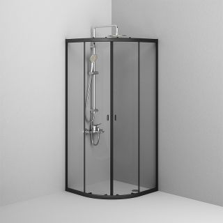 Душевой уголок AM.PM X-Joy Twin Slide 80х80 W88G-205-080BT64 профиль Черный матовый стекло прозрачное